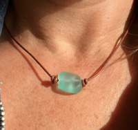 Zooying cuir collier ras du cou surfeur verre perles pierre collier pour femmes bijoux