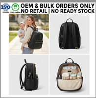 Sac à dos de luxe en cuir PU microfibre durable pour couches et langer, sac de voyage robuste pour maman, service de personnalisation marque privée