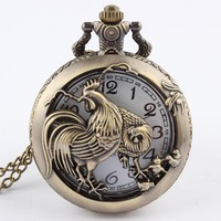 Collar con Colgante Calado del Zodiaco Chino Retro Antiguo, Reloj de Bolsillo para Hombre, Reloj de Bolsillo para Niño, Regalos, Regalo de Año Nuevo para Perros