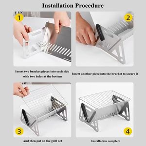 Portable Folding Compact Fire Pit Grill Stainless Steel <b>Mini</b> Charcoal BBQ Grill for Camping Picnic - Product Image 6