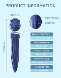 Vibratore Gelance a forma di rosa con due modalità di vibrazione e rotazione giocattoli Sexy per le donne - Product Image 2