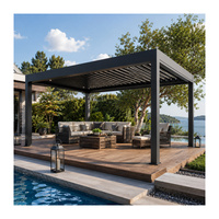 Pérgola Bioclimática Moderna para Patio Exterior, Motorizada, con Sensor de Lluvia, Gazebo para Jardín