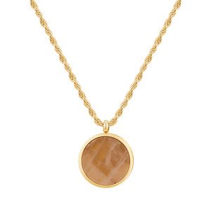La última joyería de acero inoxidable chapada en oro de 18 quilates, cadena giratoria, colgante redondo de piedra Natural, collar de fiesta de moda para mujer P243439 - Product Image 3