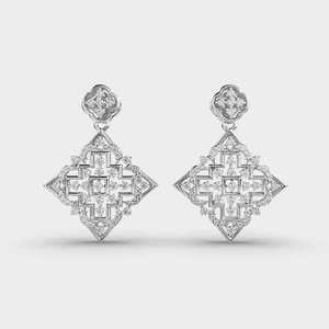 Designer Diamond <b>Stud</b> Earrings Made in 925 <b>Sterling</b> <b>Silver</b> Fine Jewelry for Wedding Bridal Birthday Anniversary Gift - Product Image 4