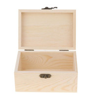 Petite boîte rectangulaire en bois de pin inachevée avec fermoir étui de rangement poli pour l'art beaux styles
