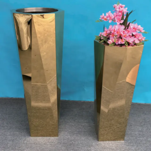 New Metal Building Golden Material Blossoms: Elevate Your Garden with Stainless Steel Garden Gold Flower Pots - Luxury Home Deco