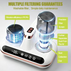 White HEPA Handheld <b>Vacuum</b> Cleaner <b>Portable</b> Cordless Dust Collector with UV Light for Home Hotel Use - Product Image 5