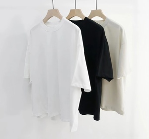 Camiseta de <span class=keywords><strong>hombre</strong></span> de corte holgado y corto, estilo americano, hombros caídos, 100% algodón, camiseta lisa, logotipo personalizado, venta al por mayor - Product Image 1