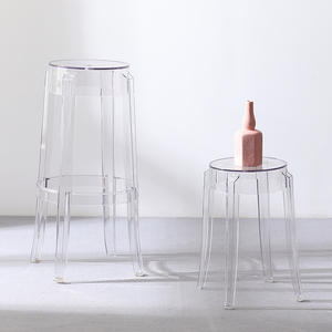 Transparent Acrylic Bar <b>Stool</b> Round Modern Minimalist Plastic High <b>Stool</b> For Living Room Durable Design - Product Image 1
