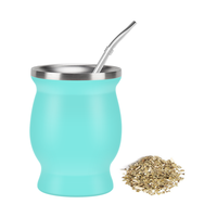 Gobelet en acier inoxydable à Double paroi, tasse avec paille Bombilla, erba Mate gourde Madai, livraison directe d'usine, 8oz