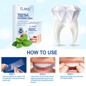 Strisce Sbiancanti per Denti ELAIME Direttamente dalla Fabbrica, Etichetta Privata, Senza Perossido, Sicure per lo Smalto, Sbiancamento in 14 Giorni, <span class=keywords><strong>Cura</strong></span> Orale alla Menta - Product Image 2