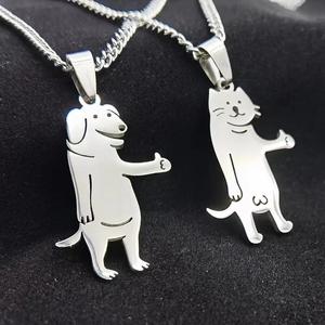 Collar Divertido con Colgante de Gato o Perro con el Dedo en el Aire, Accesorio de Cadena <span class=keywords><strong>para</strong></span> Suéter, Estilo Hip-hop, Regalo <span class=keywords><strong>para</strong></span> Amigos - Product Image 3