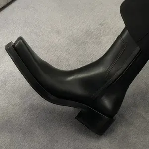 Stivali Oxford Black Knight Personalizzati OEM, Scarpe da Uomo Taglia 45, Punta Quadrata, Tacco Spesso, Stivaletti Unisex Stile Britannico - Product Image 3
