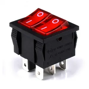 250vac 10a t125 55 rocker switch TR-017D Kcd4 2 Way Red Green lamp 6 Pin Double Rocker Switch DPST boat rocker switch