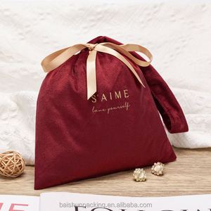 Custom Logo Velvet Jewelry & Candy Gift Packaging Pouch Small Disposable <b>Drawstring</b> <b>Bag</b> for Christmas Candle Craft Use - Product Image 1