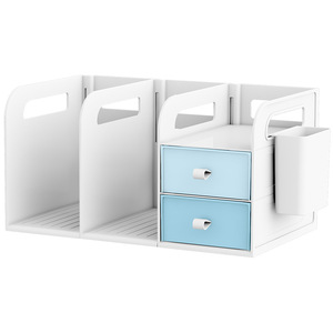 Organisateur de <span class=keywords><strong>bureau</strong></span> minimaliste à un seul niveau en plastique pour étudiants, étagère modulaire et rangement pour dortoir, maison ou <span class=keywords><strong>bureau</strong></span> - Product Image 5