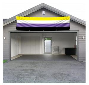 Bandera con palabras de diseño de tu propio logotipo, cartel no binario de 2x8 pies, 10 ojales de latón para habitación al aire libre, cueva de hombre - Product Image 2