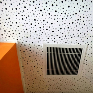 Modern Square Perforated Gypsum <b>Ceiling</b> Panel with Paper Surface for Sound Absorption Minimalist Design - Product Image 1