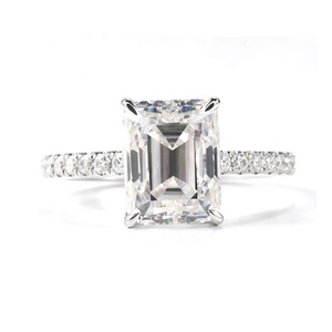 Anillo de Compromiso y Boda de <span class=keywords><strong>Oro</strong></span> <span class=keywords><strong>Blanco</strong></span> de 10k, <span class=keywords><strong>14k</strong></span>, 18k con Diamante Cultivado en Laboratorio de Corte Esmeralda de 1ct, 2ct para Mujer, <span class=keywords><strong>Precio</strong></span> al por Mayor - Product Image 4