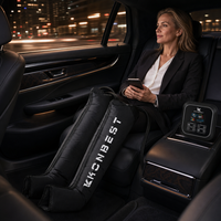 Masseur de jambes professionnel sans fil à compression d'air à 8 chambres, rechargeable, pression de 260 mmHg pour massage des bras, contrôle du temps