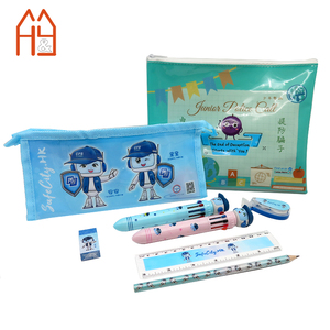 Trousse à crayons en PVC bleu brillant pour étudiants, ensemble de papeterie transparente en PVC, sac à fermeture éclair en PVC pour emballage de fournitures scolaires - Product Image 6