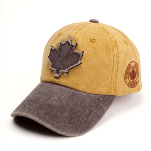 Gorra de béisbol Msmc 100% algodón, mezclilla lavada, color en contraste, hoja de arce, unisex, protección solar - Product Image 3