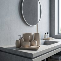 Ensemble d'accessoires de salle de bain en résine, 8 pièces, effet marbre, distributeur de savon, gobelet, plateau, porte-brosse à dents, vente en gros pour hôtels