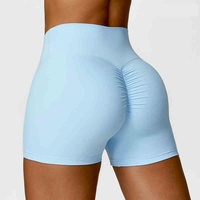 Shorts de sport taille haute froncés pour femme, effet push-up, en tissu extensible doux, pour entraînement, gym, cyclisme, yoga