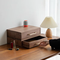 Scatola in Legno di Noce Nero a Cassetto Singolo, Rettangolare, con Giunzione a Coda di Colomba, Organizzatore Moderno per Scrivania, Portagioie Personalizzabile