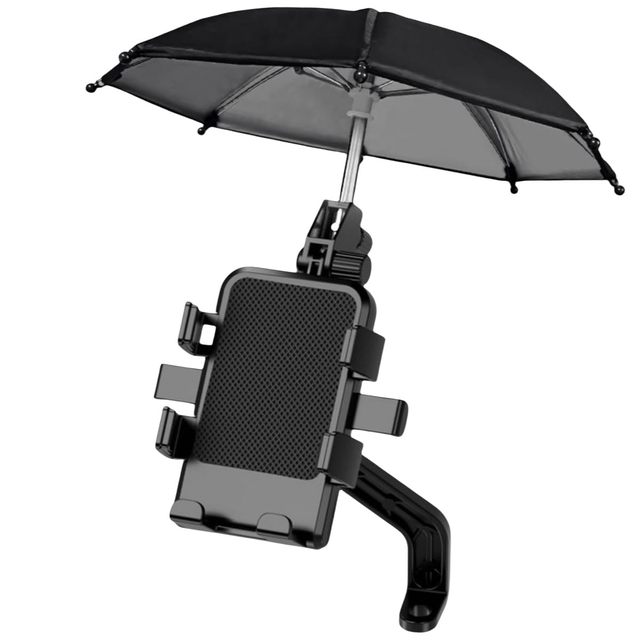 Motorcycle Electric Bike Bicycle Sunshade Rearview Mirror Umbrella Adjustable Mobile Phone Stand