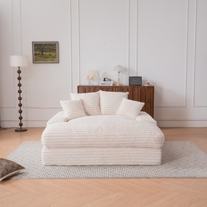 Chaise longue surdimensionnée rembourrée, convertible <span class=keywords><strong>en</strong></span> canapé-<span class=keywords><strong>lit</strong></span>, avec coussins décoratifs et accoudoirs, <span class=keywords><strong>en</strong></span> tissu velours côtelé pour salon - Product Image 4