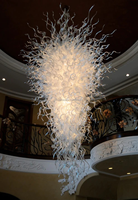 Artemis Lustre LED moderne en verre soufflé à la main Éclairage Grand lustre LED en verre de Murano blanc classique
