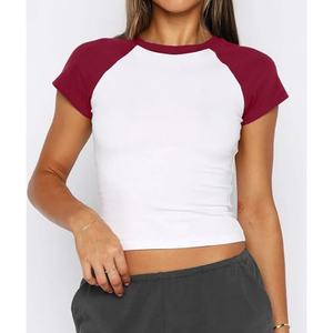 <span class=keywords><strong>Camisetas</strong></span> Básicas de Verano para <span class=keywords><strong>Mujer</strong></span>, <span class=keywords><strong>Manga</strong></span> Raglán, Cuello Redondo, Bloques de Color, Estilo Y2K, Lindas para Salir, Estilo Urbano - Product Image 2