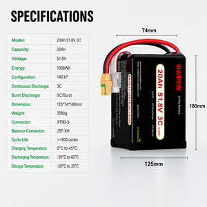 Batterie Lipo 20Ah 51.8V 3C haute capacité longue autonomie pour drone agricole de pulvérisation, connecteur personnalisé, directement de l'usine - Product Image 2