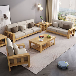 Juego de Sofás Modulares en Forma de L de Madera Sólida Dazhang Jiaju para Sala de Estar, Color Nogal, para Todas las Edades - Product Image 3