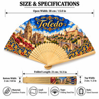Éventail en bambou personnalisé Toledo en gros, souvenir de voyage, Abanicos De Madera 21 cm, éventails espagnols personnalisés