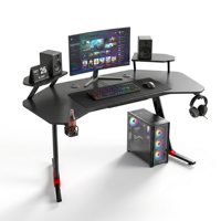 Wholesale Wooden Gaming Computer Desk with Large Desktop Dual Shelves Cup Holder & Extendable Design