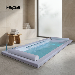 Bañera de Hidromasaje Rectangular Moderna Exotica, de Acrílico, con Cascada, Masaje de Aire, Luces de Colores, Instalación Empotrada, para Interiores, Hoteles, Villas, 2.0m - Product Image 1