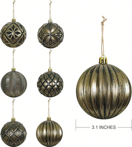 Vintage Christmas Ball Ornaments <b>Sets</b> Plastic Farmhouse Distressed Tree Decorations Shatterproof Antique Traditional Style - Product Image 1