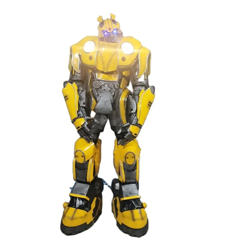 Guangzhou Namchi Amazing High Quality Realistic Human Inside Stilt Legs Robot Cosplay Led Costumes Yellow Robot Suit