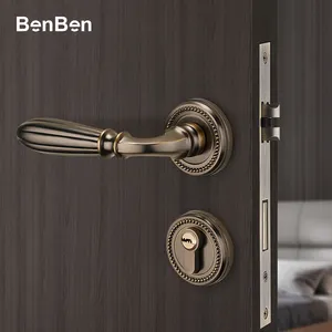 2023 Manufacturer Zinc Door Handle Lever Ancient Style Interior Door Handle Set Bedroom Keyed Door Pull