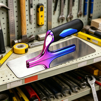 Ensemble de grattoirs à peinture et de truelles à boue de diatomées en acier inoxydable - Couteau de finition multifonctionnel pour plâtre artistique avec poignée en caoutchouc