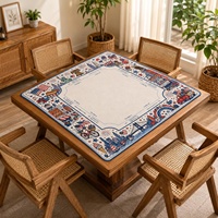 Alas Mahjong Patriotik dengan Gambar Landmark Kota Amerika, Ukuran 31,5 Inci, Merah Putih Biru, Desain Patung Liberty NYC, Anti-Selip