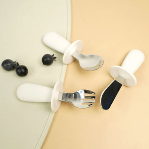 Cubiertos de acero inoxidable de silicona suave de grado alimenticio para niños Cucharas y tenedores para bebés no tóxicos Cuchillo para una alimentación cómoda para bebés - Product Image 6