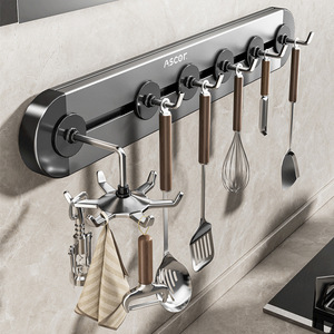 Ascor Adjustable Suction Cup Hooks Wall Mounted Aluminum Coat Key Hanger For Door Kitchen Bathroom - Product Image 2