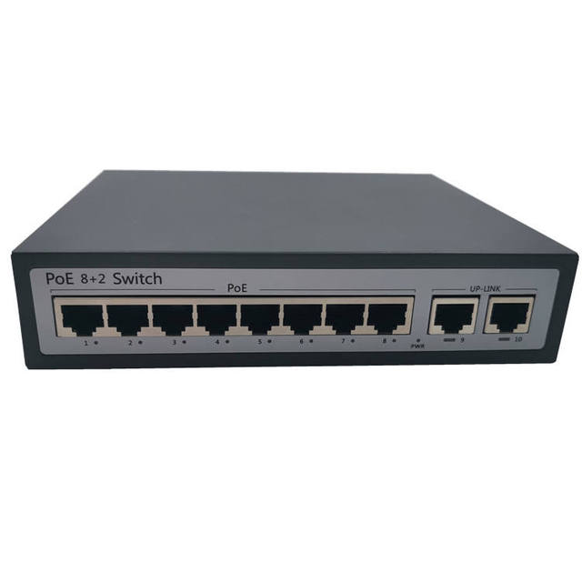 OEM Factory Price 8+2 Port 48V Active POE Switch with QoS Stackable SNMP for Daahua IP Cameras 10/100Mbps
