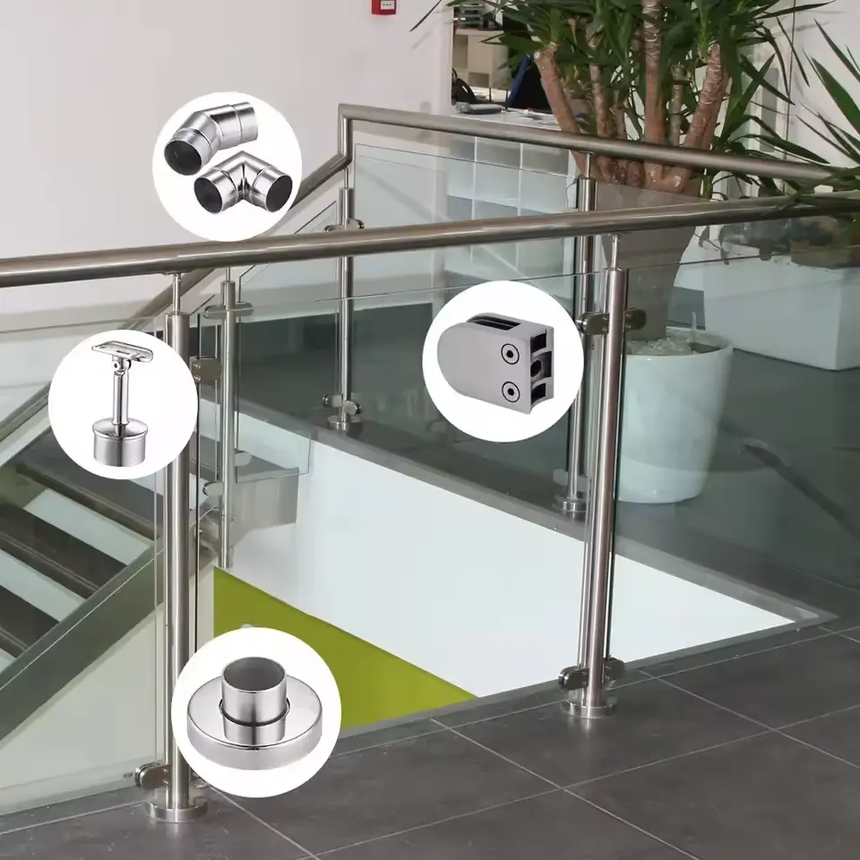 현대 디자인 공장 고급 하이 퀄리티 나무 난간 난간 난간 계단 유리 난간 계단 난간