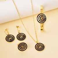 Exagéré Noir En Acier Inoxydable Couleur Transfrontalière Personnalisé Anneau Bracelet Collier Ensemble Spirale Moustique Chaînes De Mode