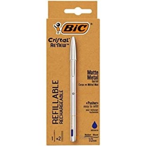 BIC - PENNA A SFERA CRISTAL RE'NEW CON 2 RICARICHE BLU - Product Image 1