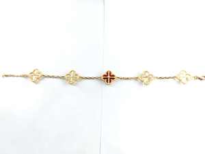 Bracciale a Quadrifoglio Placcato in Oro 18K Premium con Intarsio in Agata Scintillante Realizzazione su Misura e Stile Trendy Disponibile Opzione Ingrosso - Product Image 2